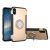 Apple iPhone X / XS, Műanyag hátlap védőtok, szilikon keret, telefontartó gyűrű, karbon minta, arany
