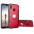 Huawei P20 Lite, Műanyag hátlap védőtok, szilikon keret, telefontartó gyűrű, karbon minta, piros