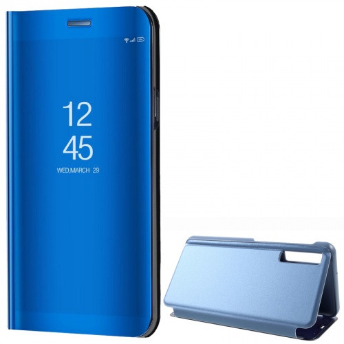 Samsung Galaxy A7 (2018) SM-A750F, Oldalra nyíló tok, hívás mutatóval, Smart View Cover, kék (utángyártott)