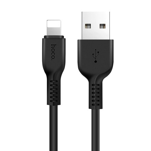 USB töltő- és adatkábel, Lightning, 200 cm, gyorstöltő, törésgátló, Hoco X20, fekete