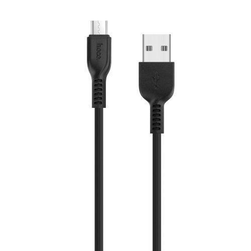 USB töltő- és adatkábel, microUSB, 200 cm, gyorstöltő, törésgátló, Hoco X20, fekete