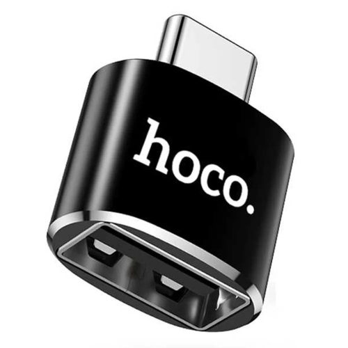 Adapter, USB Type-C - OTG átalakító (USB / Pendrive csatlakoztatásához), kulcstartóra tehető, Hoco UA5, fekete