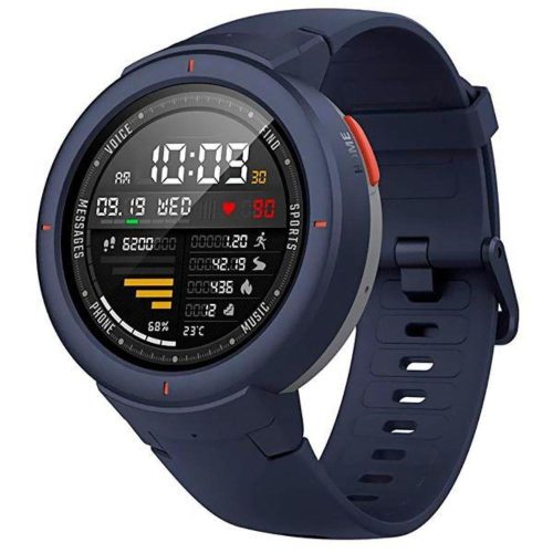 Bluetooth okosóra, szilikon szíj, vízálló, Amazfit Verge, kék, gyári