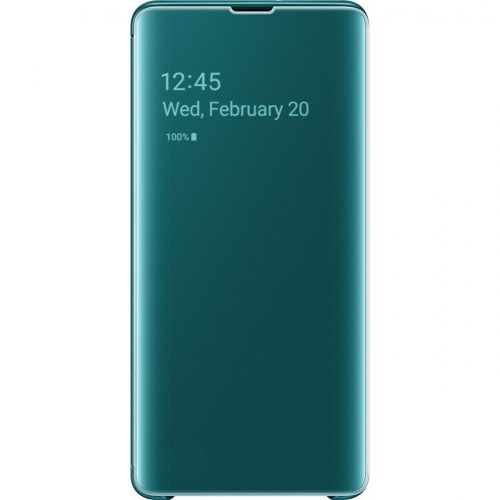 Samsung Galaxy S10 SM-G973, Oldalra nyíló tok, hívás mutatóval, Clear View Cover, zöld, gyári