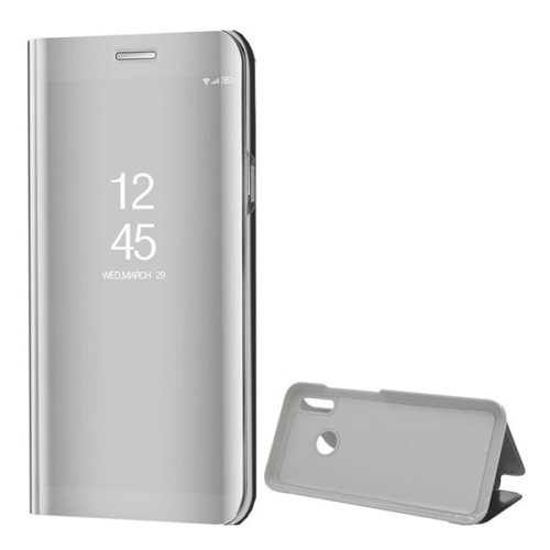 Huawei P Smart (2019) / Honor 10 Lite, Oldalra nyíló tok, hívás mutatóval, Smart View Cover, ezüst (utángyártott)