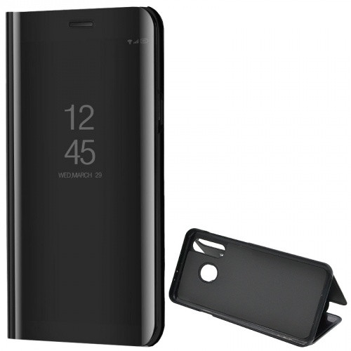 Samsung Galaxy A50 / A50s / A30s, Oldalra nyíló tok, hívás mutatóval, Smart View Cover, fekete (utángyártott)