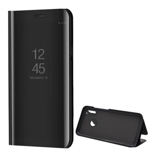 Huawei P Smart (2019) / Honor 10 Lite, Oldalra nyíló tok, hívás mutatóval, Smart View Cover, fekete (utángyártott)
