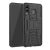 Samsung Galaxy M30 SM-M305F, Műanyag hátlap védőtok, Defender, kitámasztóval és szilikon belsővel, autógumi minta, fekete