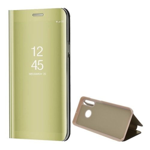 Huawei P30 Lite, Oldalra nyíló tok, hívás mutatóval, Smart View Cover, arany (utángyártott)