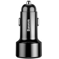   Autós töltő, Szivargyújtós töltő, 45W, 2 x USB aljzat, gyorstöltés, QC 3.0, LED kijelzővel, Baseus Magic CCML20A-01, fekete