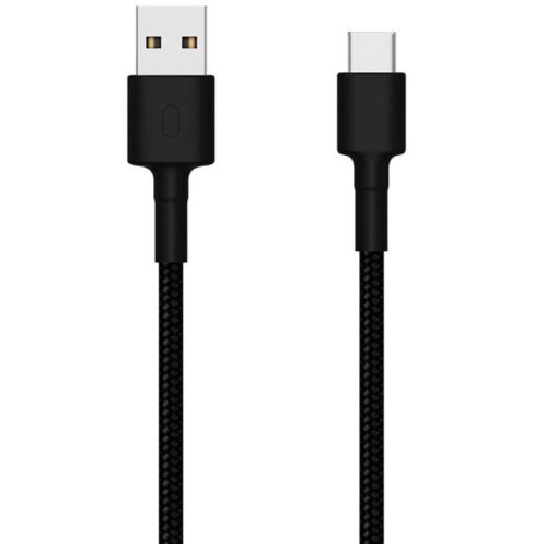 USB töltő- és adatkábel, USB Type-C, 100 cm, 3000 mA, cipőfűző minta, Xiaomi Mi Braided, fekete, gyári, SJV4109GL
