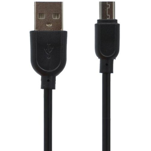 USB töltő- és adatkábel, microUSB, 100 cm, hosszított fej, fekete