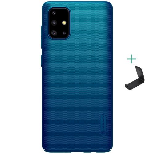 Samsung Galaxy A71 SM-A715F, Műanyag hátlap védőtok, stand, Nillkin Super Frosted, zöldes-kék