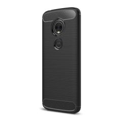   Motorola Moto G8 Plus, TPU szilikon tok, közepesen ütésálló, szálcsiszolt, karbon minta, fekete