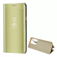   Samsung Galaxy S20 Ultra 5G SM-G988, Oldalra nyíló tok, hívás mutatóval, Smart View Cover, arany (utángyártott)