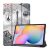 Samsung Galaxy Tab S6 Lite 10.4 (2020 / 2022 / 2024) SM-P610 / P615 / P613 / P619 / P620 / P625, mappa tok, Eiffel torony, térkép minta, Trifold, szürke