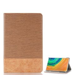   Huawei MatePad Pro (10.8) (2019 / 2021) / Pro 5G (10.8) (2019 / 2021), mappa tok, stand, textil hatás, világosbarna