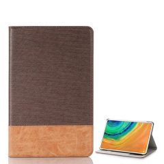   Huawei MatePad Pro (10.8) (2019 / 2021) / Pro 5G (10.8) (2019 / 2021), mappa tok, stand, textil hatás, sötétbarna