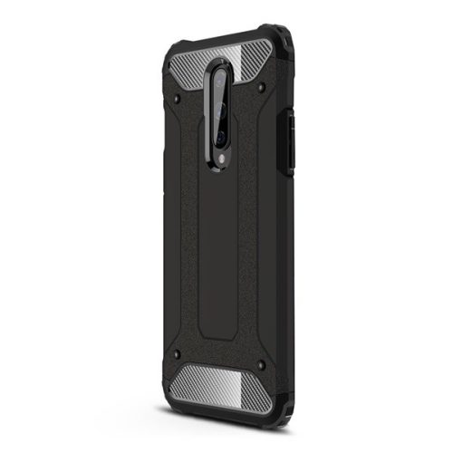 OnePlus 8, Műanyag hátlap védőtok, Defender, fémhatású, fekete