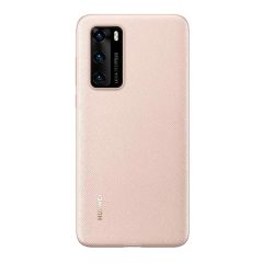   Huawei P40, Műanyag hátlap védőtok, gumírozott, textil minta, gyári, rózsaszín