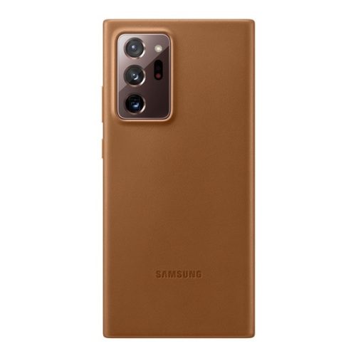 Samsung Galaxy Note 20 Ultra / 20 Ultra 5G SM-N985 / N986, Műanyag hátlap védőtok, bőr hátlap, barna, gyári