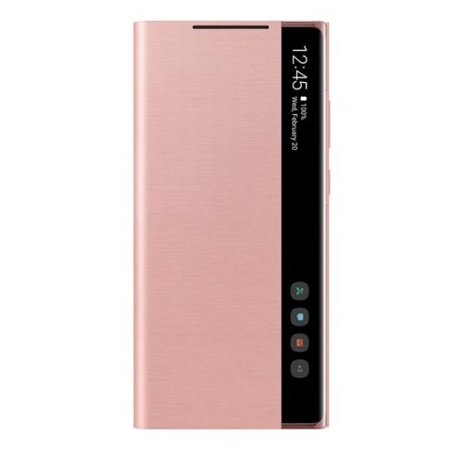 Samsung Galaxy Note 20 / 20 5G SM-N980 / N981, Oldalra nyíló tok, hívás mutatóval, Clear View Cover, rózsaszín, gyári
