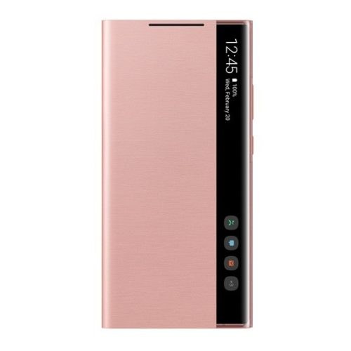 Samsung Galaxy Note 20 Ultra / 20 Ultra 5G SM-N985 / N986, Oldalra nyíló tok, hívás mutatóval, Clear View Cover, rózsaszín, gyári