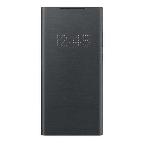 Samsung Galaxy Note 20 / 20 5G SM-N980 / N981, Oldalra nyíló tok, LED kijelzővel, fekete, gyári