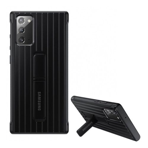 Samsung Galaxy Note 20 Ultra / 20 Ultra 5G SM-N985 / N986, Műanyag hátlap védőtok, dupla rétegű, kitámasztóval, fekete, gyári