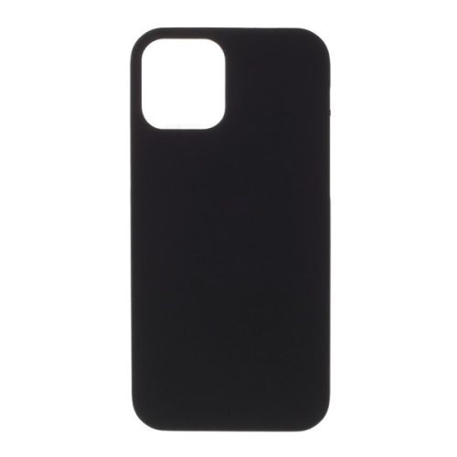 Apple iPhone 12 / 12 Pro, Műanyag hátlap védőtok, gumírozott, fekete