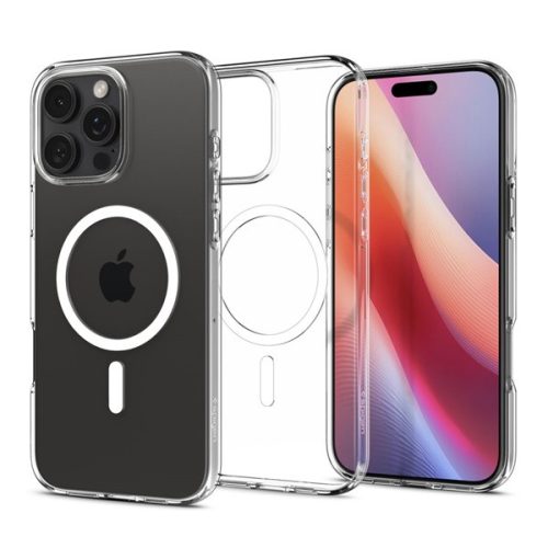 Apple iPhone 16 Pro, Szilikon tok, Magsafe töltővel kompatibilis, Spigen Liquid Crystal Mag, átlátszó