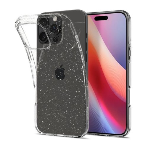 Apple iPhone 16 Pro Max, Szilikon tok, Spigen Liquid Crystal Glitter, átlátszó