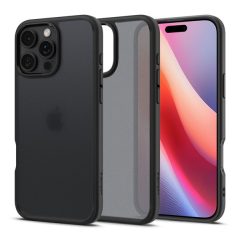   Apple iPhone 16 Pro Max, Műanyag hátlap védőtok + szilikon keret, Spigen Ultra Hybrid Matte, áttetsző/fekete