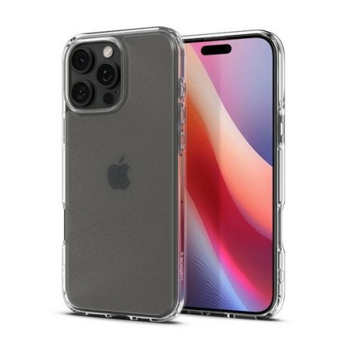 Apple iPhone 16 Pro Max, Műanyag hátlap védőtok + szilikon keret, Spigen Ultra Hybrid Matte, áttetsző/fehér