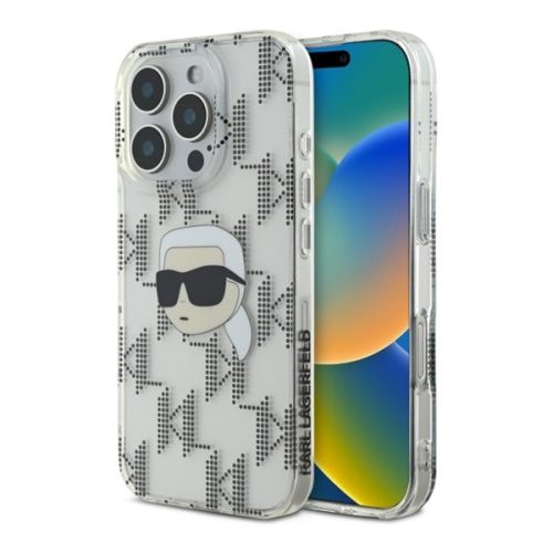 Karl Lagerfeld IML Karl Head Electroplated iPhone 16 Pro Max kemény hátlap tok, átlátszó