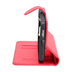   Xiaomi Redmi 14C / Poco C75, Oldalra nyíló tok, stand, kártyatartóval, csatos, Tactical Field Notes, piros
