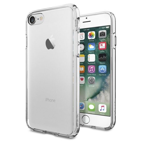 Apple iPhone 7 / 8 / SE (2020) / SE (2022), Műanyag hátlap védőtok + szilikon keret, Spigen Ultra Hybrid, átlátszó