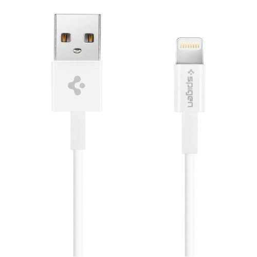 USB töltő- és adatkábel, Lightning, 100 cm, gyorstöltés, MFI engedélyes, Spigen Essential C10LS, fehér
