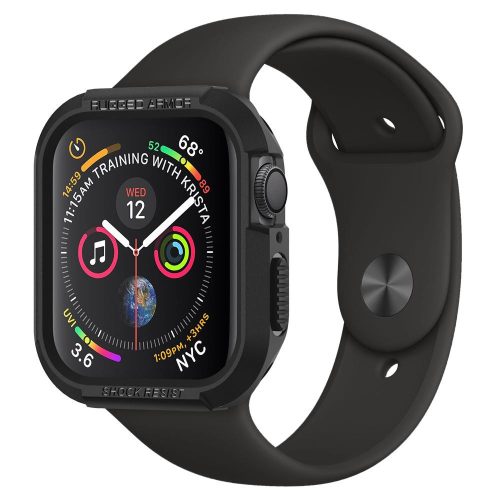 Apple Watch 4-6, SE (40mm), Watch 7 (41mm), Szilikon védőkeret, ütésálló, szíj nélkül, Spigen Rugged Armor, fekete