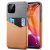 Apple iPhone 11, Műanyag hátlap védőtok, textil bevonat, bőrhatású hátlap, kártyatartóval, ESR Metro Wallet, szürke/barna