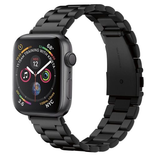 Apple Watch 1-6, SE (42 / 44 mm), fém pótszíj, Spigen Modern Fit, fekete
