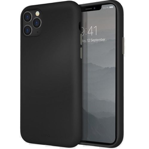 Apple iPhone 11 Pro Max, Szilikon tok, Uniq Lino Hue, fekete