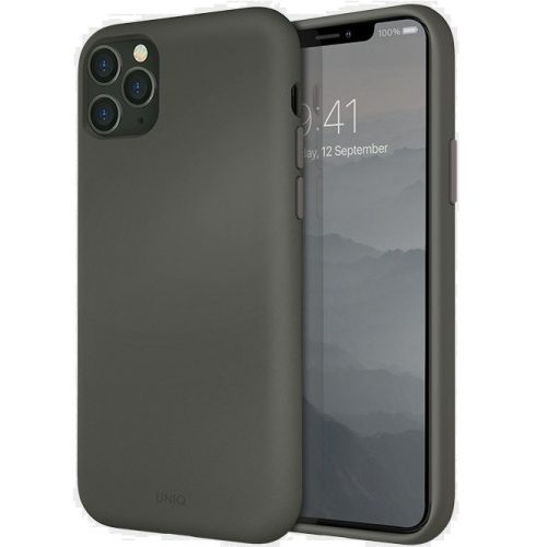 Apple iPhone 11 Pro Max, Szilikon tok, Uniq Lino Hue, szürke