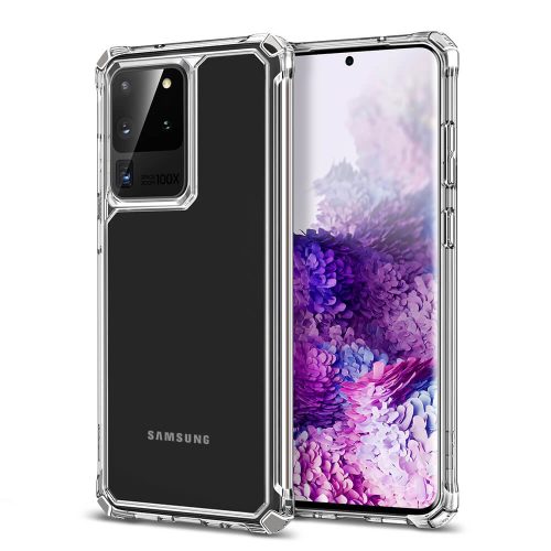 Samsung Galaxy S20 Ultra 5G SM-G988, Szilikon tok, műanyag hátlappal, légpárnás sarok, közepesen ütésálló, ESR Air Armor, átlátszó