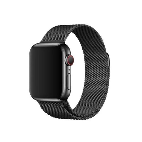 Apple Watch 4-6, SE, SE (2022) (38 / 40 mm), fém pótszíj, milánói stílus, fekete, gyári