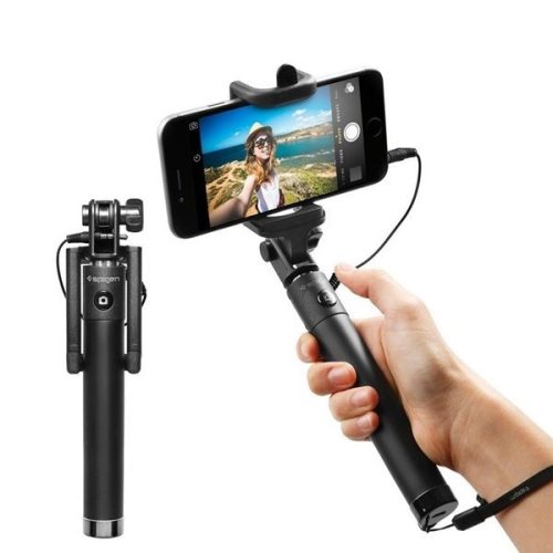 Selfie bot, 18 - 80 cm, exponáló gombbal, 3.5mm, Spigen Velo S520W, fekete