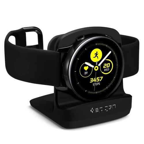 Samsung Galaxy Watch Active 1-2 (40 / 44 mm), asztali töltő tartó állvány, Spigen S351, fekete