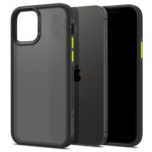 Apple iPhone 12 / 12 Pro, Szilikon védőkeret + műanyag hátlap, közepesen ütésálló, Spigen Ciel Cyril Color Brick, áttetsző/fekete