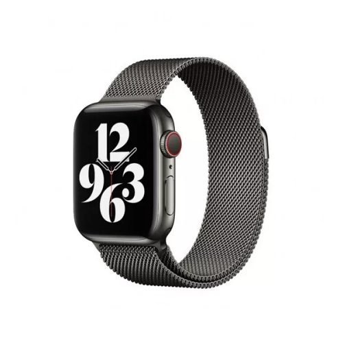 Apple Watch 4-6, SE, SE (2022) (38 / 40 mm), fém pótszíj, milánói stílus, grafit, gyári