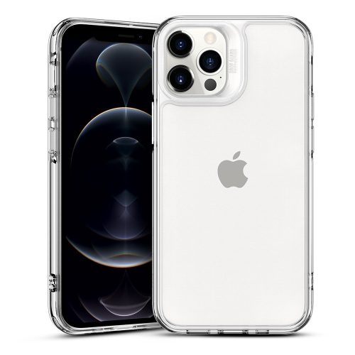 Apple iPhone 12 / 12 Pro, Szilikon védőkeret, edzett üveg hátlap, ESR Ice Shield, átlátszó